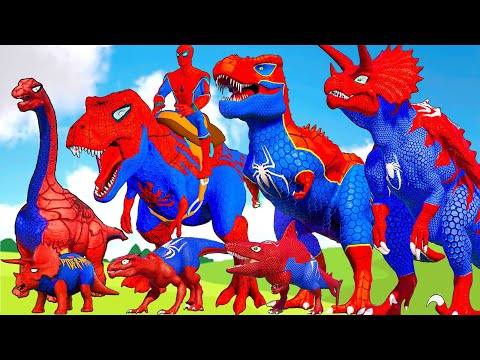 ALL DINOSAURUS BATTLE T-REX vs DISTORTUS REX DINOSAUR FIGHTING IN JURASSIC WORLD EVOLUTION