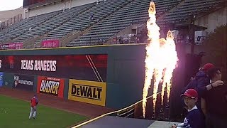 GOOD IDEA?  FIRE LAUNCHERS INSTALLED BY HERITAGE PARK TREES (Ballhawking the Texas Rangers 6/27/17)