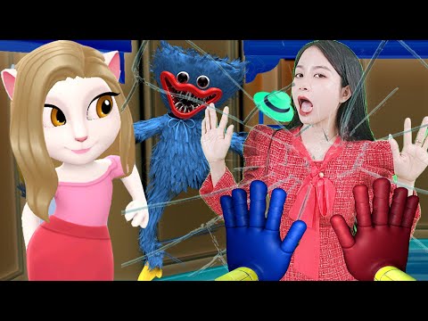 Angela Summons Poppy Playtime Catching Cute Girl - My Talking Angela 2 Real Life But Squid Game