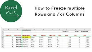 How to Freeze Multiple Rows and or Columns in Excel using Freeze Panes
