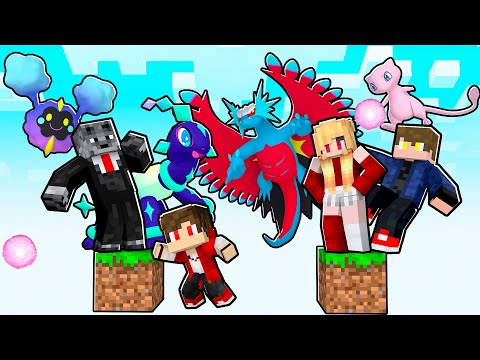 4 YOUTUBERS em APENAS um BLOCO de POKEMON com NOVAS LUCKY PIXELMON no MINECRAFT