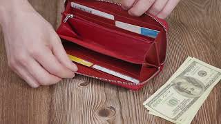 Жіночий гаманець лакований на блискавці з натуральної шкіри ST Leather 22677 червоний