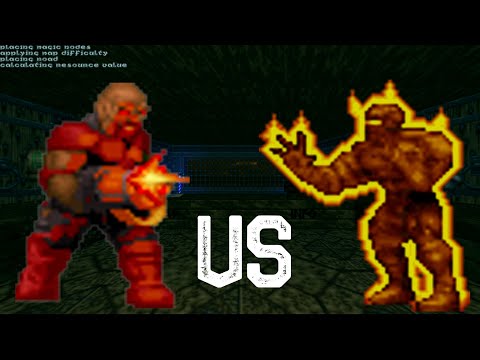 Chaingunner vs Nitrogolem - CROSSOVER FIGHT - DOOM vs HERETIC Monster Infighting