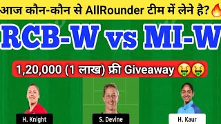 RCB-W vs MI-W Dream11 Team|RCB-W vs MI-W Dream11 WPL|RCB-W vs MI-W Dream11 Today Match Prediction