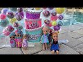 Snowflake's Birthday ! Elsa & Anna toddlers - LOL surprise party - Barbie dolls