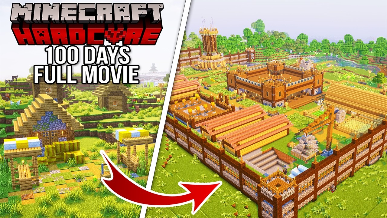 100 Days Transforming a Village to a Roman Fort in Minecraft Hardcore!