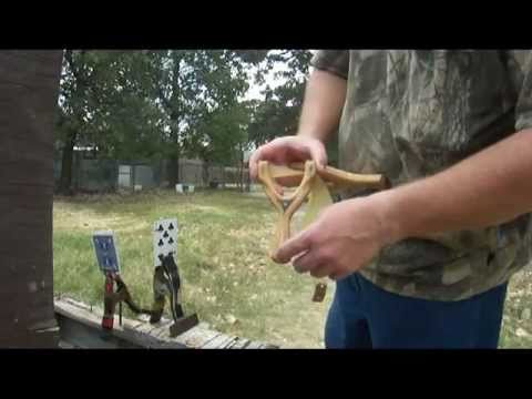 Nice Bent Wood slingshots from Nevada, shooting at playing cards