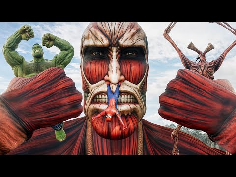 Hulk Siren Head Spiderman Vs Colossal Titan | Team Hulk vs Colossal Titan Fight | Hulk Fight