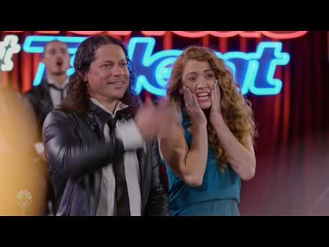 Ryan Stock & AmberLynn swallow an active drill   Judge Cuts 3 Full   America's Got Talent 2016