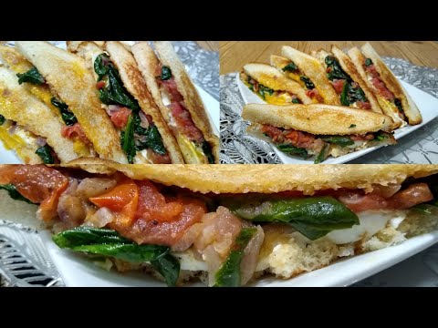 Eggs & Spinach Healthy Breakfast Sandwich By My Own Recipes