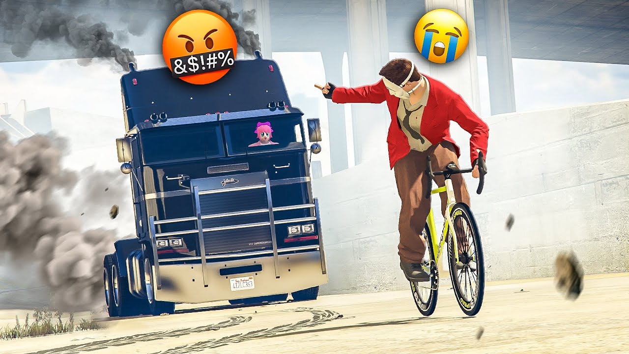 ВЕЛОСИПЕД vs ГРУЗОВИК В GTA ONLINE!!!