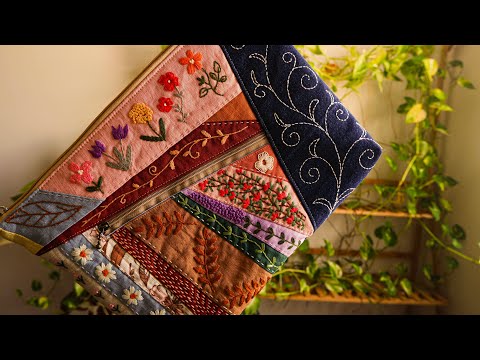 How beautiful old jeans combining scrap fabric and hand embroidery