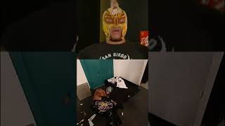 #reymysterio reacts on his famous pull-up blooper with #johncena and #edge