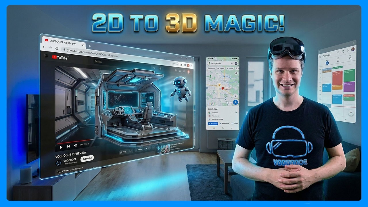 Android XR auto-spatialization feature converting 2D apps to 3D on Samsung Galaxy XR