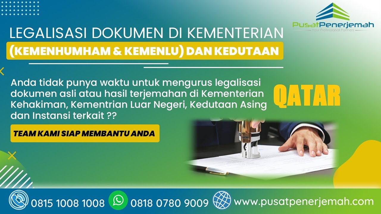 Jasa Legalisasi Pengesahan Legalisir Stamp Atestasi Dokumen di Kedutaan  Qatar QTR Jakarta Indonesia
