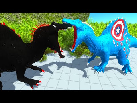 CAPTAIN AMERICA SPINOSAURUS vs DARK SPINOSAURUS DEATH RUN -      Animal Revolt Battle Simulator
