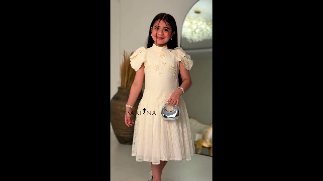 فستان دانتيل بناتي ناعم بتصميم أنثوي - 6 سنوات - وردي