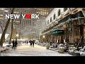 4K Snowy Night Stroll In Manhattan NYC Magical Winter Scenes ️Feb 2025