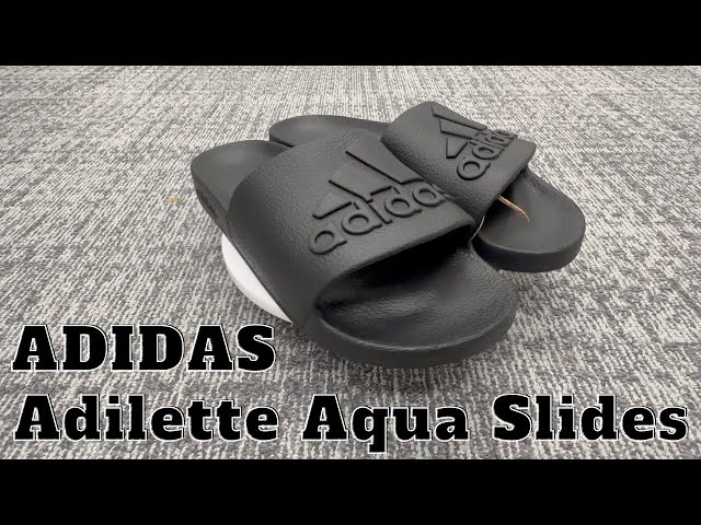 Vídeo relacionado con adidas Unisex adulto Adilette Aqua Slides, Core Black / Core Black / Core Black, 44.5 EU