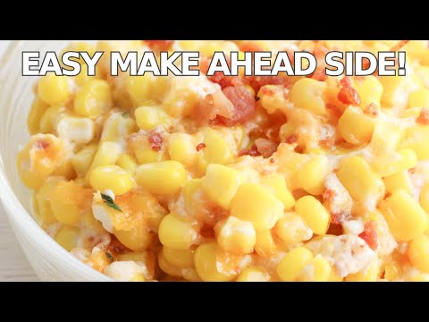 Easy Holiday Side Dish | Cheesy Corn Casserole with Bacon