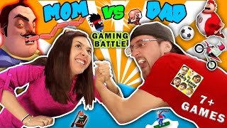 FGTEEV MOM vs DAD GAMING CHALLENGE!  Hello Neighbor Sausage Eater? 7+ iOS App Games Parents Battle