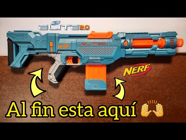Vídeo relacionado con Nerf Elite 2.0 Echo CS-10, Lanzador Dardos, Culata Desmontable, Extensión del cañón, 5 Rieles tácticos, Clip de 10 Dardos, Color Azul, 24 Dardos incluidos