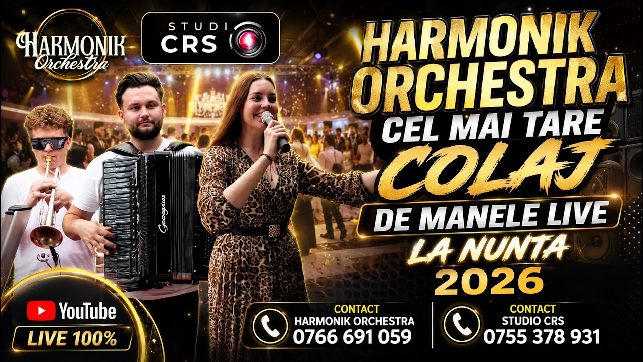 Colaj Manele - Harmonik Orchestra \u0026 Studio CRS - Cel mai tare colaj de manele live la nunta 2026