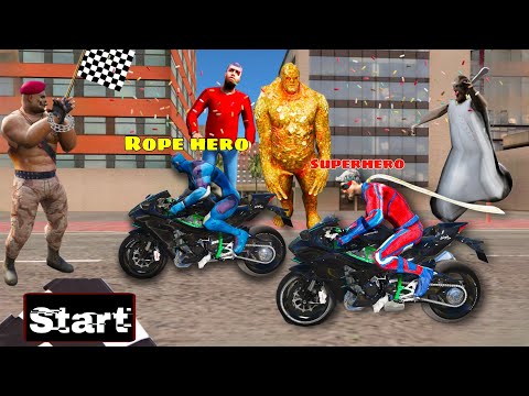 Super Hero Vs Rope Hero Ninja H2r Bike Race in Rope Hero Gta V | Rope Hero Vice Town