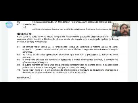 Prova comentada Vestibular UFSC 2023 Língua Portuguesa e Literatura Questão 10 - Ânsia Eterna
