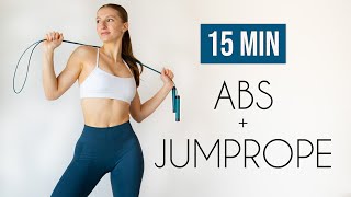 15 MIN JUMP ROPE & ABS WORKOUT (Cardio Abs At Home)