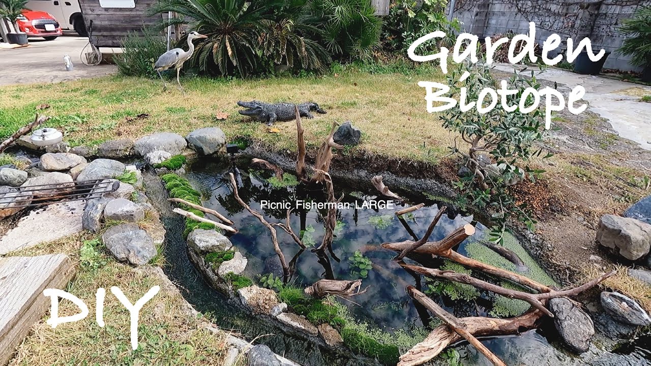 ビオトープを庭に作ってみた DIY 完全版　絶品庭キャンプ飯