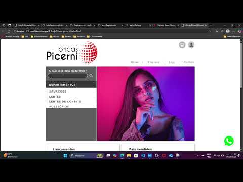 Breve demonstração do front-end da Página Inicial da Óticas Picerni