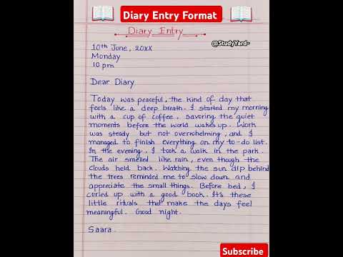 Diary entry l Diary entry formats/English/Examples/Class 9th/10th/11th l Diary kaise likhte hai 📖