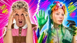 She colored her bleached hair with markers!
