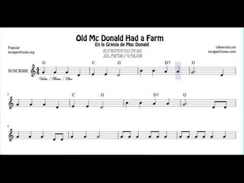 Old Mc Donald Had a Farm Sheet Music for Flute Recorder Violin and Oboe in G major
