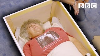 Trying on a coffin to make sure it fits just right ⚰️⚰️⚰️ - BBC