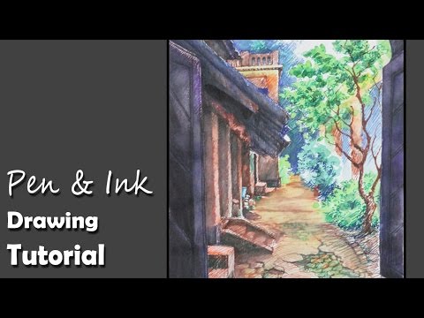 Colored Pen Ink Drawing Time lapse Video