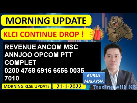 Morning KLSE BURSA Update - 21-1-2022 -  💥KLCI CONTINUE DROP ! 💥REVENUE ANCOM MSC ANNJOO OPCOM PTT
