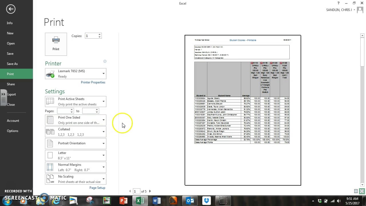 Printable Gradebook Work Around