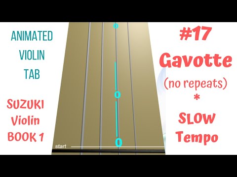 GAVOTTE 💃🕺🏽by J. Gossec | Suzuki Violin Book 1 | Song 17| SLOW Tempo (NO REPEATS)Animated Violin TAB