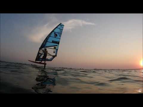 SUNDOWN windsurf foiling on the Amstelmeer, Neterlands