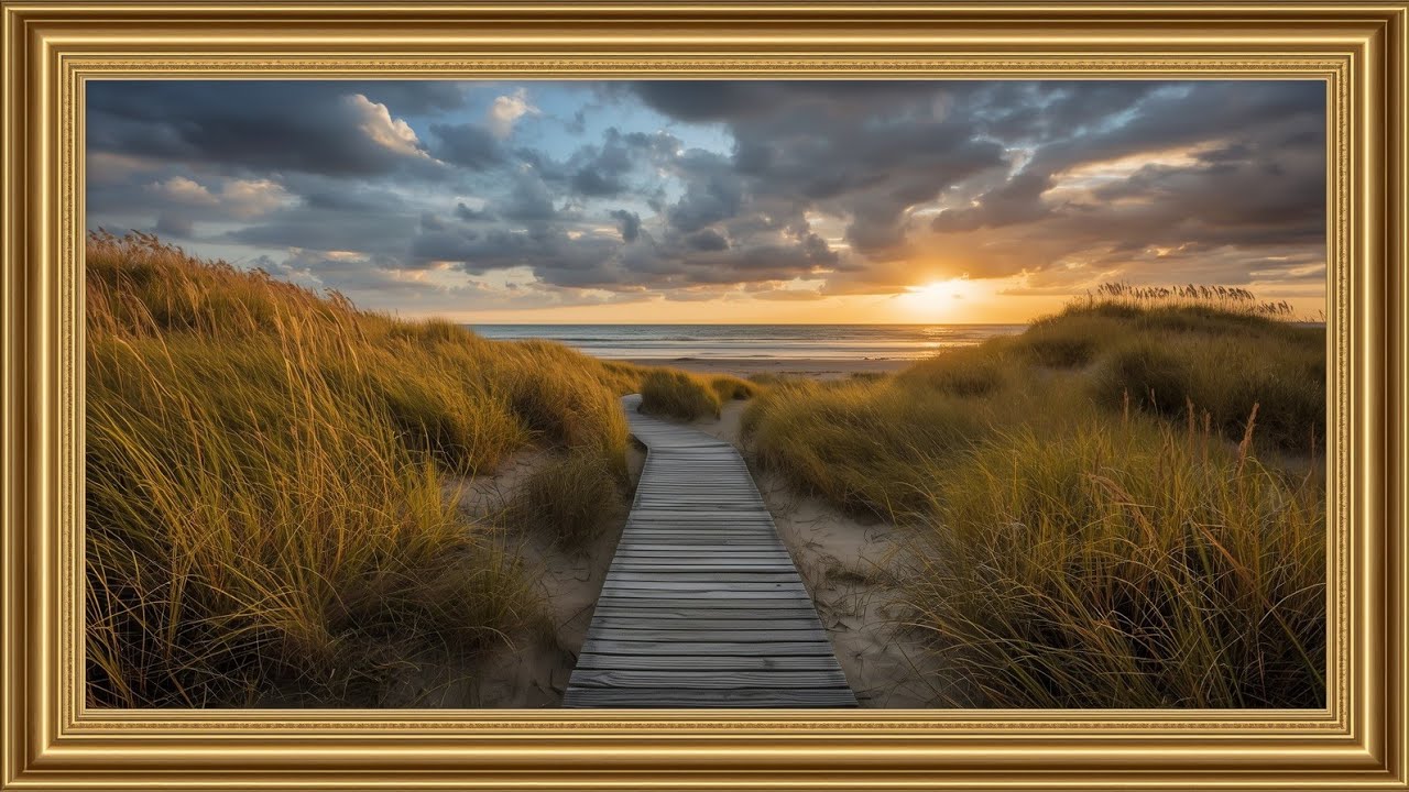 Turn your TV into a work of art | Sunset painting by the sea | 10-hour frame