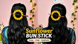 How to crochet a Sunflower Bun Stick 🌻| Easy Handmade Hair Accessory for Beginners