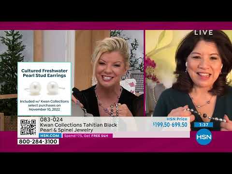 Kwan Collections Tahitian Black Pearl and Black Spinel 2...