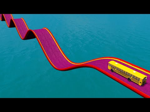 😱Impossible Growing Wave Bridge Crossing Cars Vs Deep Water - BeamNG.Drive