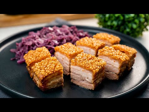 The restaurant's head chef demonstrated how he prepares crispy pork belly at home.