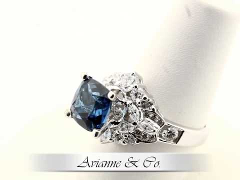 18K White Solid Gold Womens Diamond Blue Topaz Engagment Ring 1.04 Ctw