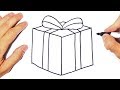 How to draw a Present Step by Step | Christmas Present Drawing
