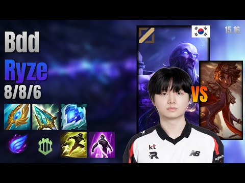 Bdd Mid Ryze vs Taliyah lol KR solo rank Full Game 15.16 | 비디디 라이즈 vs 탈리야