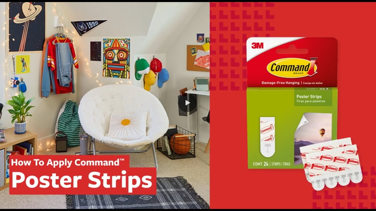 3M Command™ Posterg Strips - závěsné pásky na plakáty, 12ks, bílé